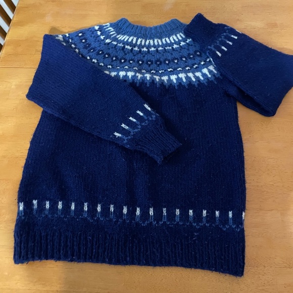 Handmade Sweaters - Fair isle chunky hand knit sweater size Small